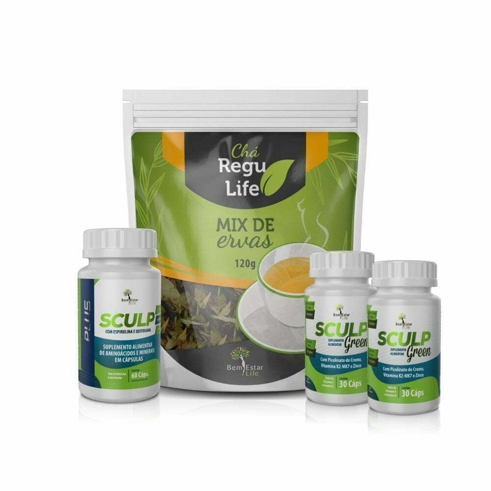 Regu Life + Sculp Green + Sculp Plus é um produto auxiliar no emagrecimento, melhora do metabolismo, queima gordura localizada, reduz e controla a ansiedade.